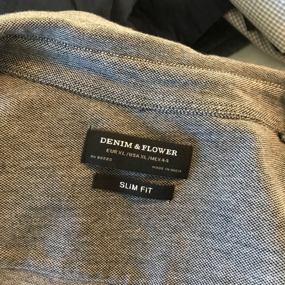 Denim & Flowers Slim Fit, Stretch KNIT Button Down XL - Picture 4 of 4